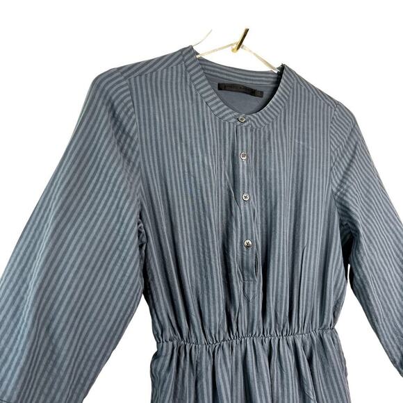 Jenni Kayne Seersucker Shirt Dress Ink Blue Striped Button 3/4 Sleeve SMALL - Picture 3 of 6